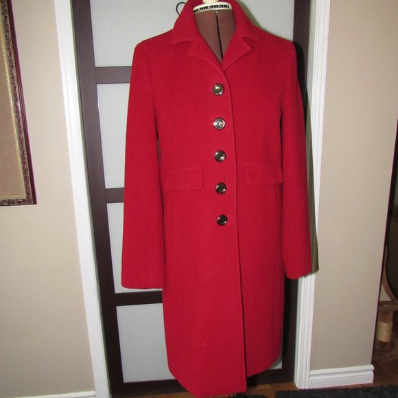 CALVIN KLEIN RED WOOL BLEND COAT SIZE 6 - Picture 1 of 8